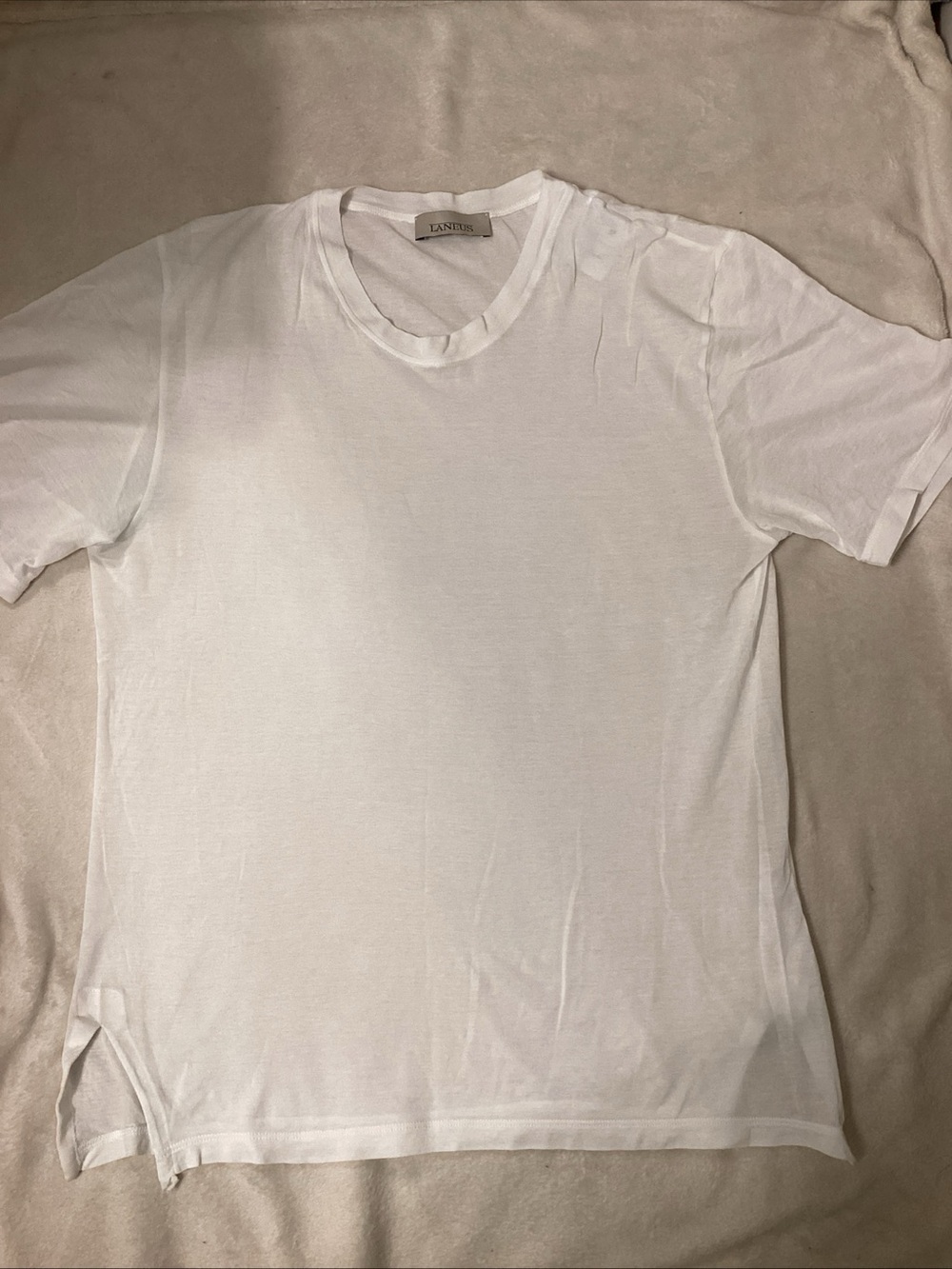 Laneus White Cotton blend Short Sleeve Crewneck T-Shirt